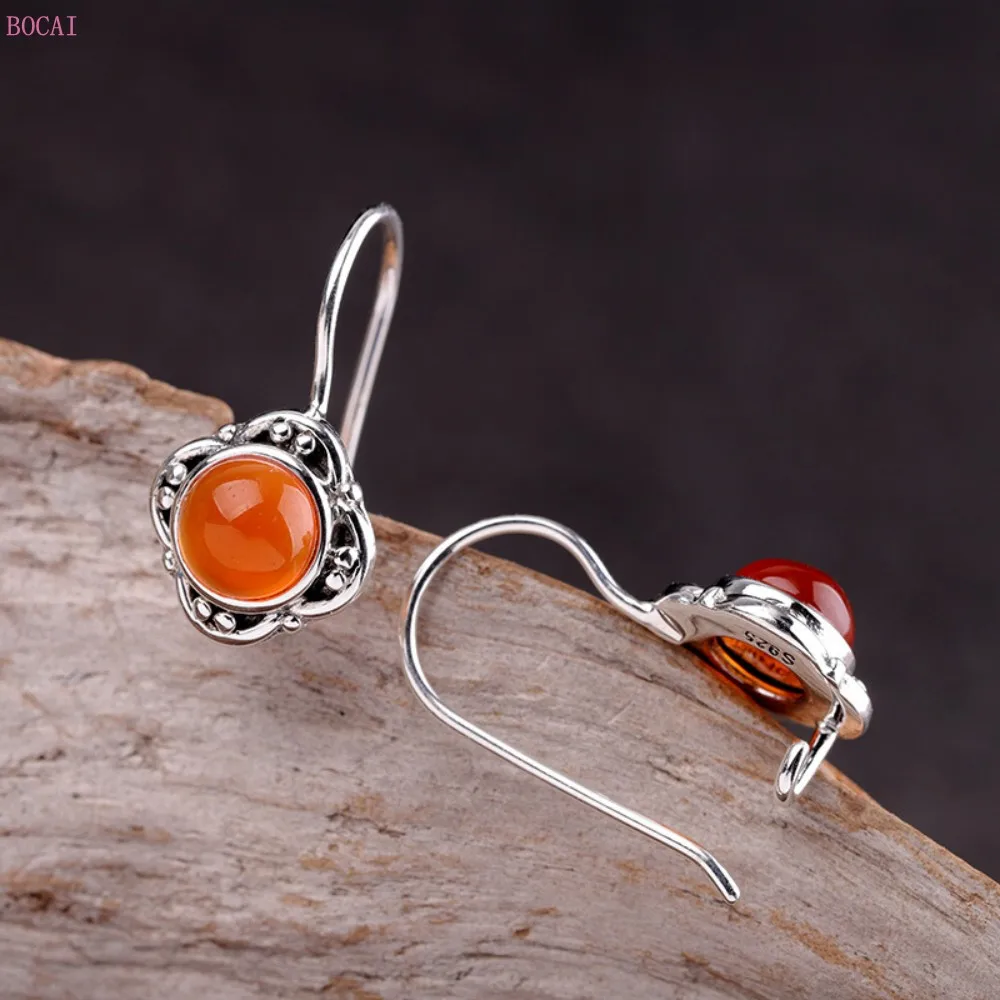 Женские серьги BOCAI из серебра 925 пробы с лунным камнем ювелирное изделие тайского