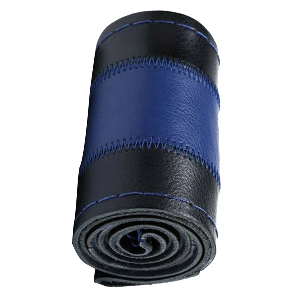 

38cm DIY Car Steering Wheel Cover Auto Protection With Needles Accessories Steering Cover w Real Leather