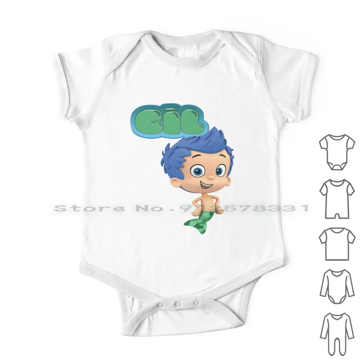 

Gil-Bubble Guppies Newborn Baby Clothes Rompers Cotton Jumpsuits Bubble Guppies Gil Cartoon Tv Show Kids Children Boys Girls