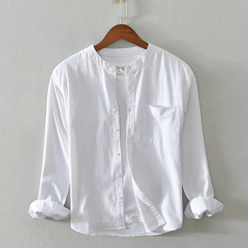 

Suehaiwe's brand Italy pure cotton white shirt men fashion casual shirts for men stand collar comfortable shirts male chemise