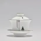 Чайные Аксессуары для чайной церемонии, ручная роспись, керамический гайвань, бесшумная чаша из синего и белого фарфора, кунг-фу, гайвань, 175cc