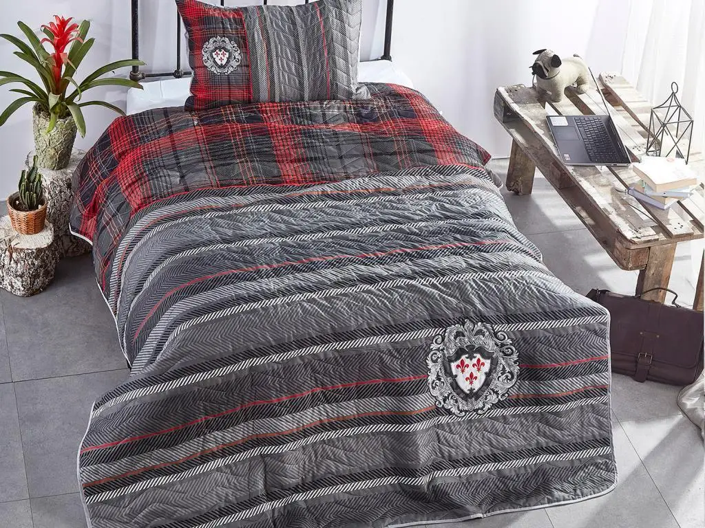

Quarter quilted single bed cover anthracite