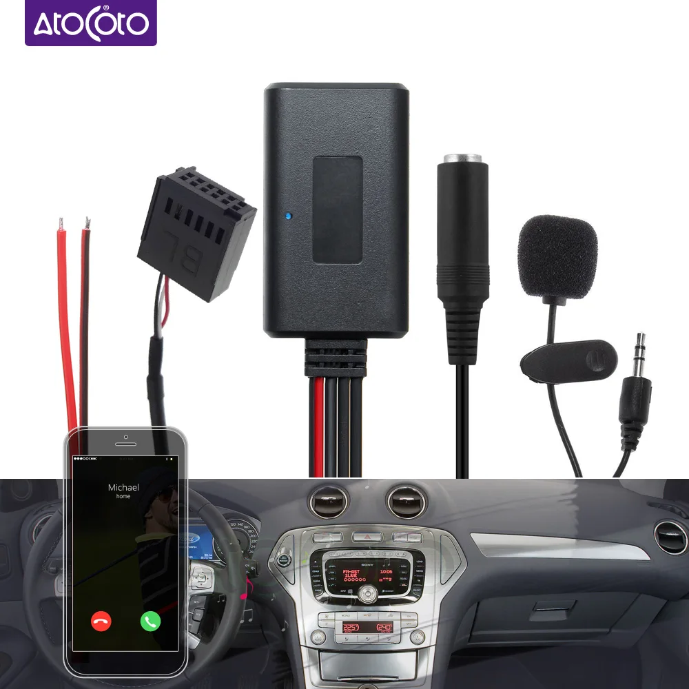 Bluetooth-совместимый автомобильный комплект микрофон гарнитура 12Pin AUX адаптер для Ford