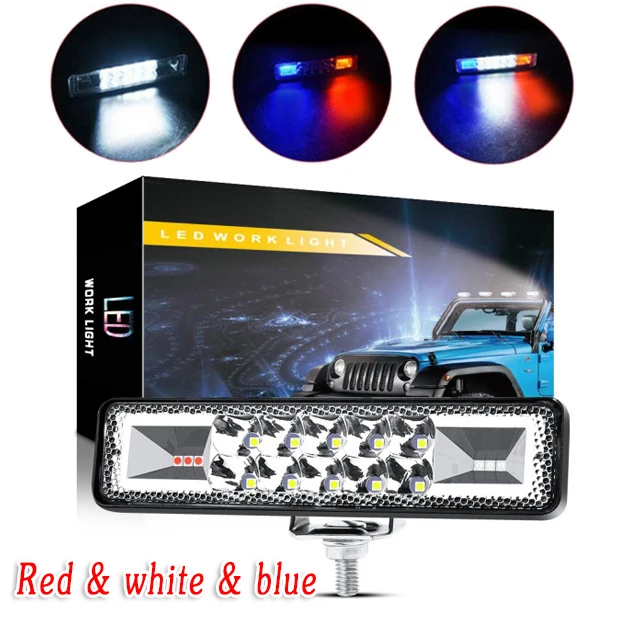 

For Jeep SUV Moto LED work Lights 48W Flash Work LED Bar 6000K 180 Useful