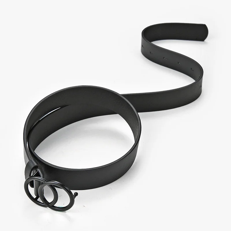 

Women Belt with Round Bucket Fashion Waistband for Ladies Classic Black Brown Leather Belt