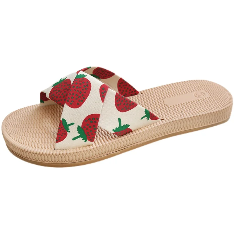 

Rubber Slippers Beach Shoes Flock Low Slides Fashion Slipers Women Sabot Summer Luxury 2021 Flat Cotton Fabric Rome Basic PU