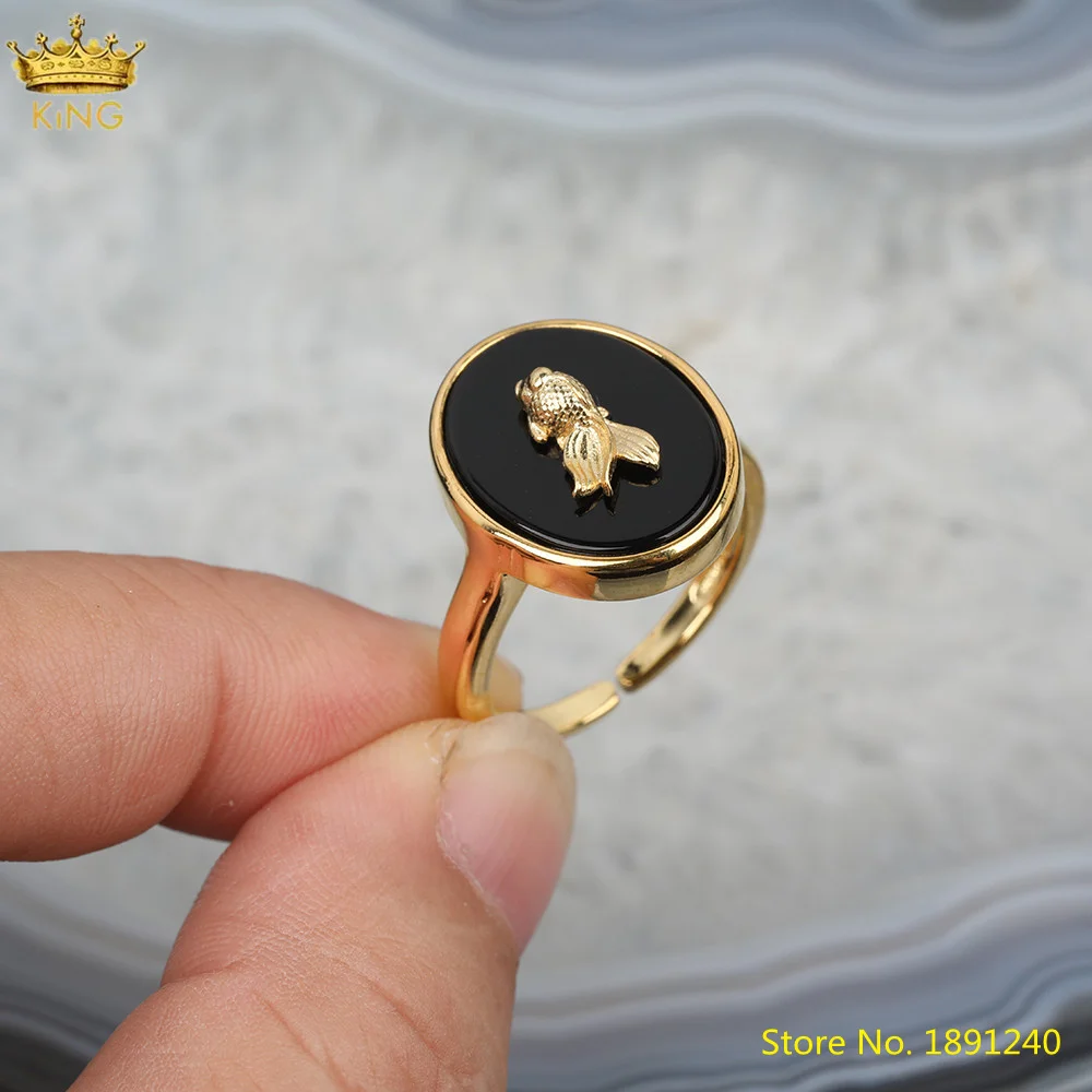 5 шт. открытые кольца из натурального черного агата Amazon каменный розовый кварц