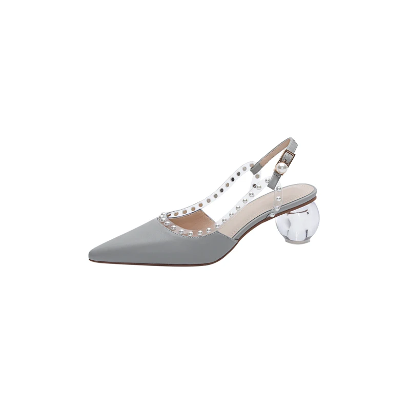 

New Ladies Sandals Ladies High Heels Pearl Crystal Heel Sandals Pointed High Heels Sexy Baotou Wedding Banquet Women's Shoes New