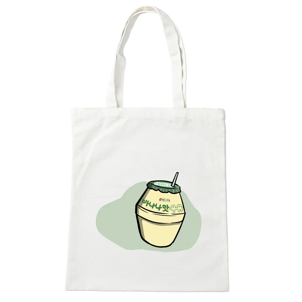 

Корейская хлопчатобумажная Холщовая Сумка-тоут, сумка через плечо, женская сумка-тоут, многоразовые сумки для покупок для продуктов, костюм...