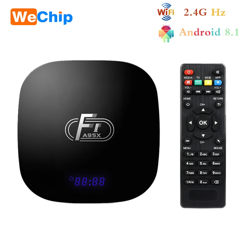 ТВ приставка Wechip A95XF1 Amlogic S905W IP Android 8 1 1080P HD поддержка 4K 2 4 ГГц Wi Fi 100 м LAN H.265