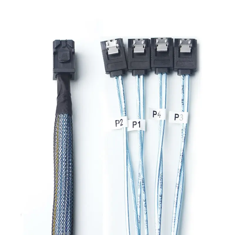 Обратный внутренний HD Mini SAS (SFF 8643) цель до 4 SATA 7pin хост кабель 0 5 м/3 3 футов/1 м| |
