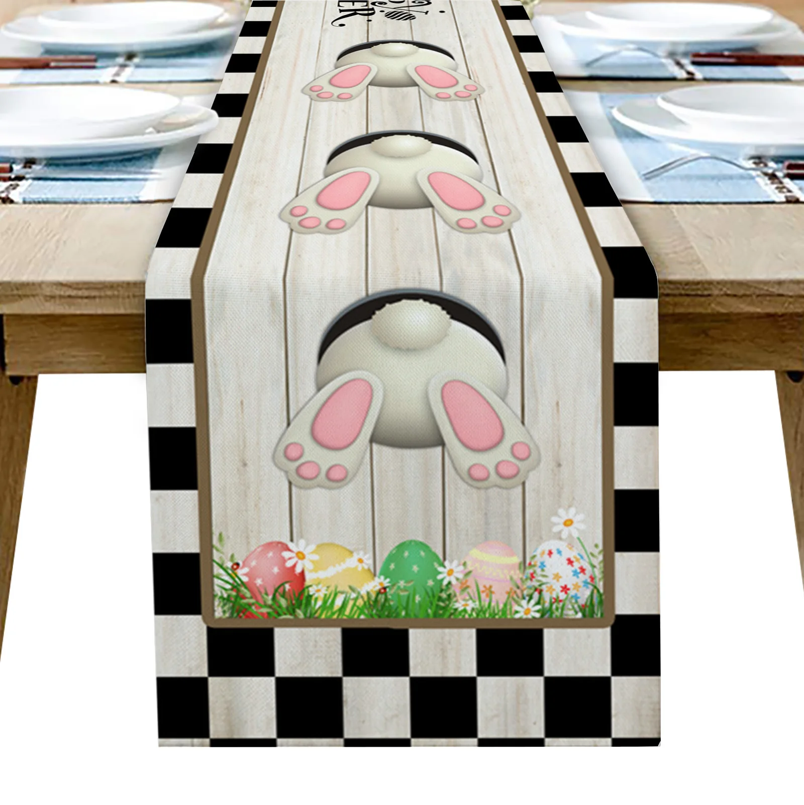 

Easter Retro Farm Style Bunny Table Runner Wedding Table Decoration Home Decor Kitchen Table Runners And Placemats