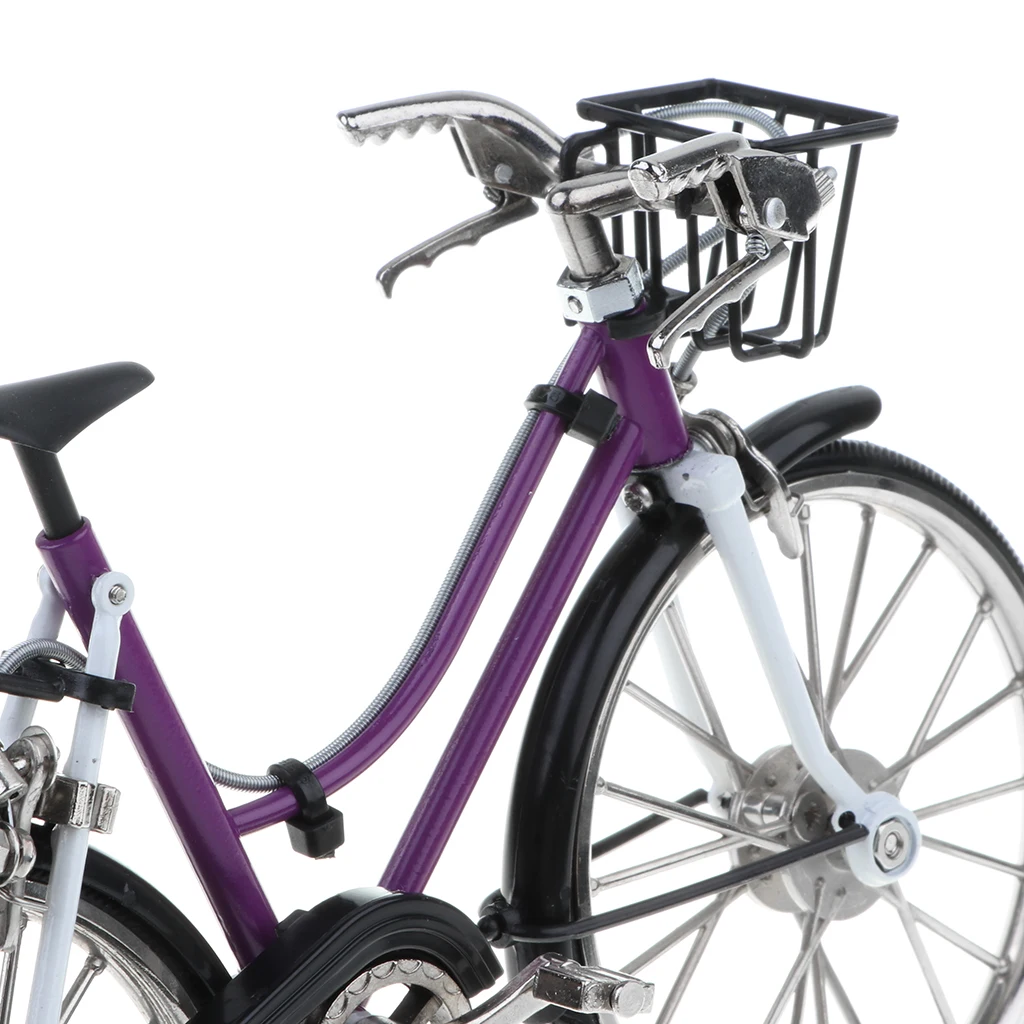 

1:10 Scale Die-Cast Bicycle Replica Toy Model with Basket & Seat, Dirt Bike Vehicles Playset, Bithday Christmas Gifts, Purple