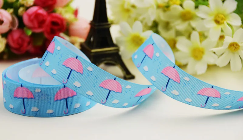 7/8'' 22mm 1&quot 25mm 1-1/2&quot 38mm 3&quot 75mm Umbrella Cartoon printed Grosgrain Ribbon party decoration 10 Yards X-02784 | Дом и