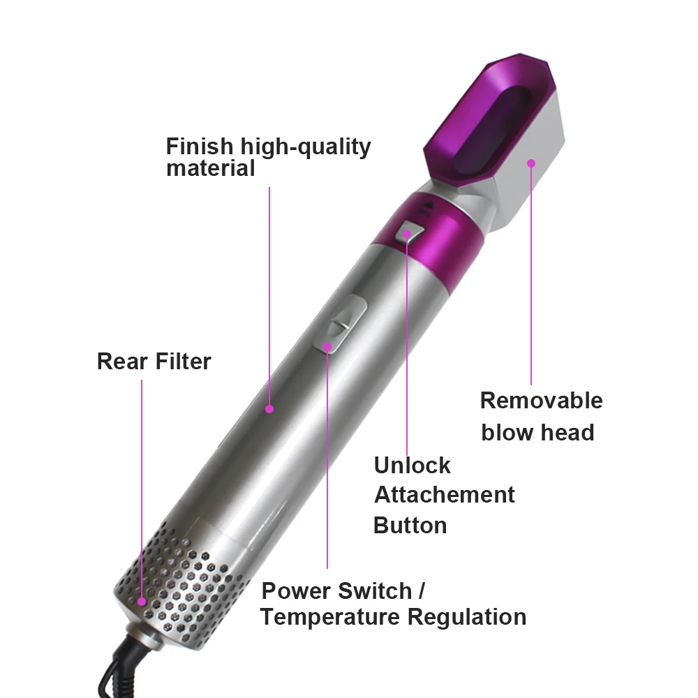 Фен для волос электрическая расческа завивки выпрямитель щетка 5 в 1 воздушная