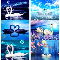 5d diy diamond painting swan lake diamond embroidery swan landscape cross stitch full square round drill home decor manual gift