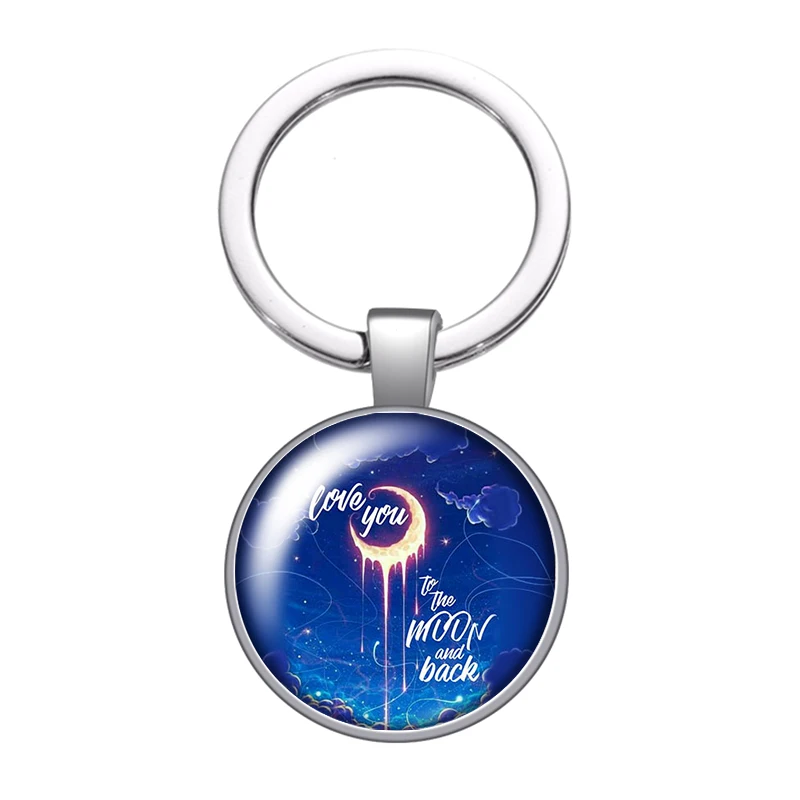 Брелок i love you to the moon and back glass с кабошоном автомобильный брелок для ключей кольцо