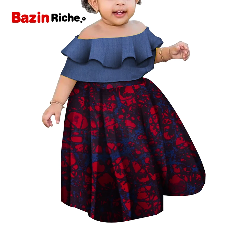 Летняя африканская одежда для девочек Анкара Детская Хлопковая восковая с