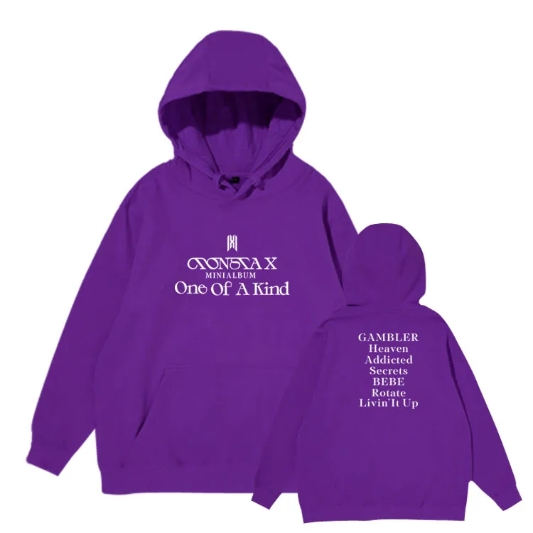 

Kpop monsta x new album one of a kind same printing pullover hoodies unisex fleece/thin loose sweatshirt 4 colors