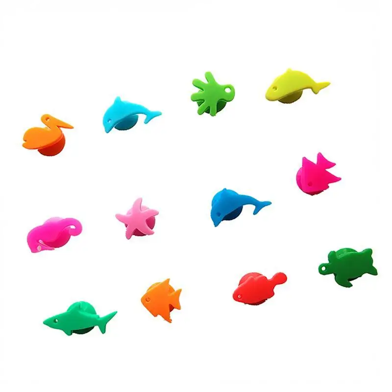 12 шт Силиконовые Стеклянные амулеты морские животные винные метки для чашек