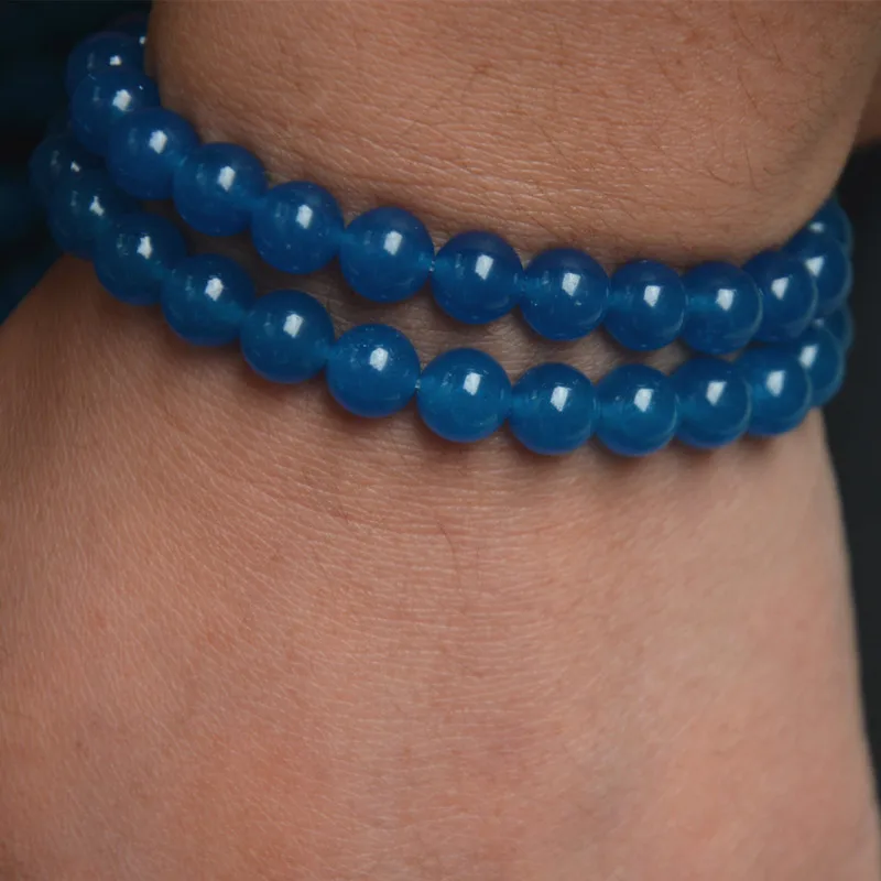 Nature Navy Blue Jades Quality Chalcedony Loose DIY Beads 4/6/8/10/12MM Round For Handmake Necklace Bracelet Making | Украшения и