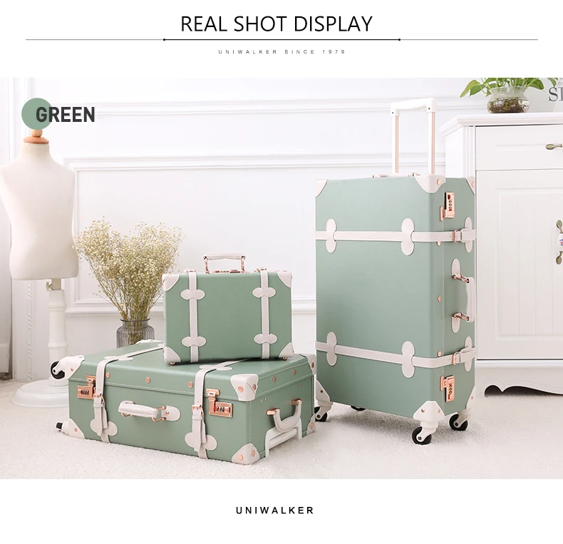UNIWALKER 2"-26" Винтажный багаж, чемодан с паролем, УНИВЕРСАЛЬНАЯ ТЕЛЕЖКА на колесиках, из искусственной кожи, чемодан в стиле ретро сумки