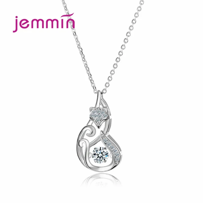 

Новые модные круглые стразы с украшением в виде кристаллов Циркон ожерелье с подвеской лиса из ожерелье для женщин 925 стерлингового серебра...