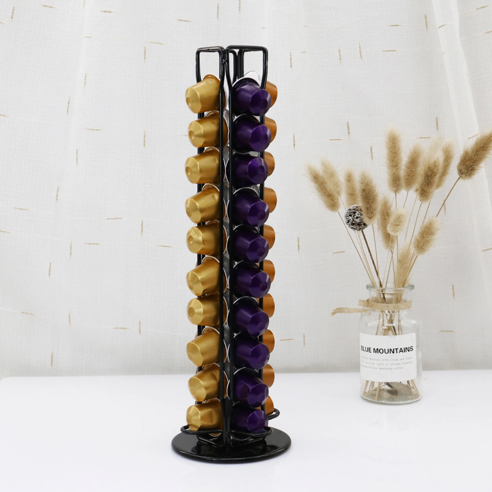 Capacity of 40 Iron Wire Coffee Pod Capsule Holder Rotatable Rack Tower Organizer Dispenser for Nespresso Counter Cafe Home | Дом и сад