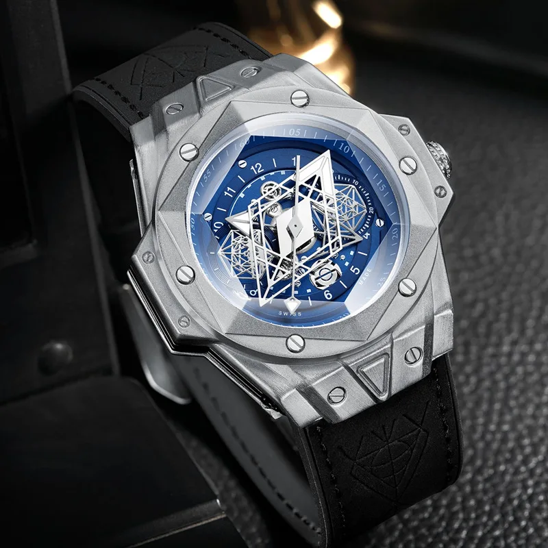 

ONOLA Fashion Men's Watch Waterproof Silicone Band Japan 2035 Quartz Men's Watch