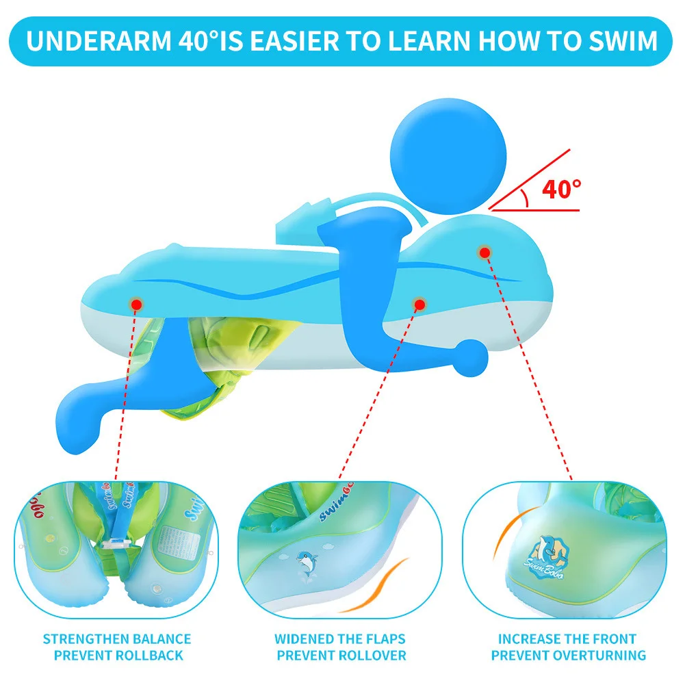 

With Sunshade Infant Ergonomic Training Aids Portable Water Sports Baby Swimming Ring Accessories Circle Anti Flip Over Floating