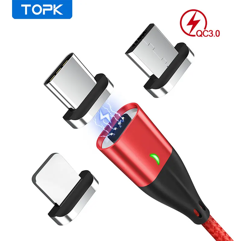 Кабель зарядный TOPK QC3.0 магнитный 1 м usb type c | Мобильные телефоны и аксессуары