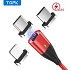 Магнитный usb-кабель TOPK QC3.0, кабель для быстрой зарядки типа c usb c для iphone xr x xs Xiaomi redmi note 7 Huawei, 1 м