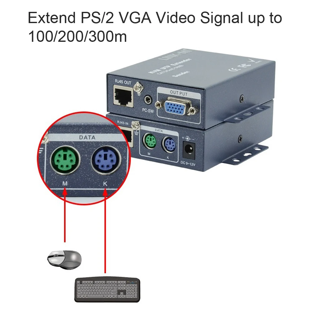 LINK MI 100 300m VGA P/S 2 квм удлинитель Поддержка мыши Клавиатура сторонний разветвитель
