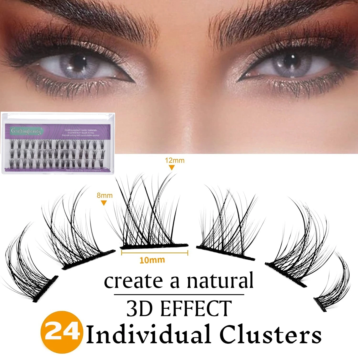

24 Clusters DIY Individual Lash Volume Natural Lashes Kit Handmade C Curl Lashes Mink Eyelash Extension Eye Makeup Tools