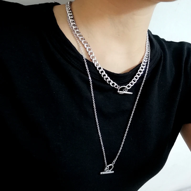 Простое женское ожерелье из нержавеющей стали в стиле хип-хоп рок | Украшения и