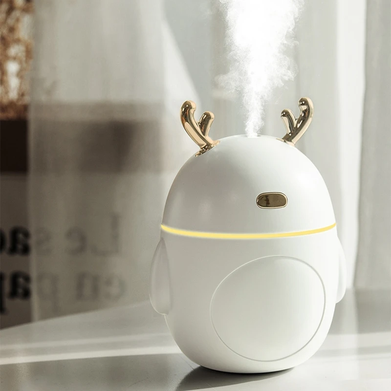 

Lovely Deer Air Humidifier USB Ultrasonic Cool Mist Maker Fogger LED Light Mini Aroma Diffuser Essential Oil Humidificador White