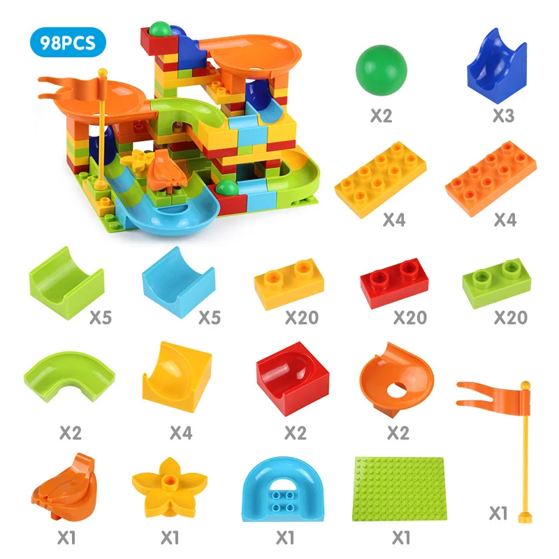101 шт. строительные блоки Воронка слайды мраморные гонки бег Блок Совместимые