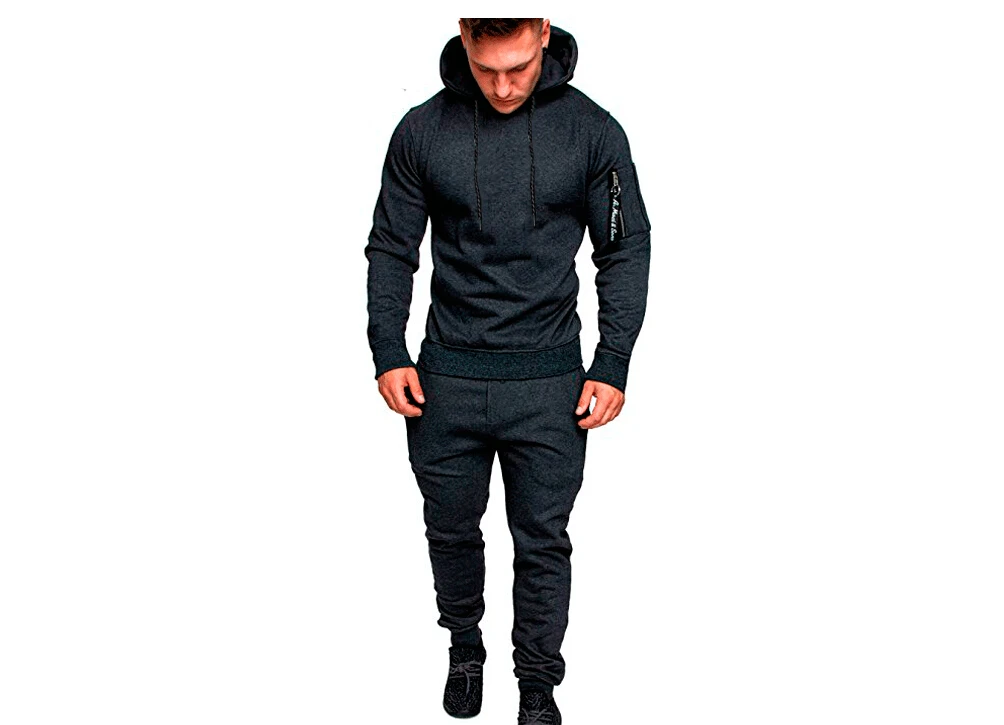 Deep Grey Suit Осенний мужской спортивный костюм топ низ спортивный тренировочный костюм брюки Толстовка пальто M-2XL - Цвет: Deep Grey Suit