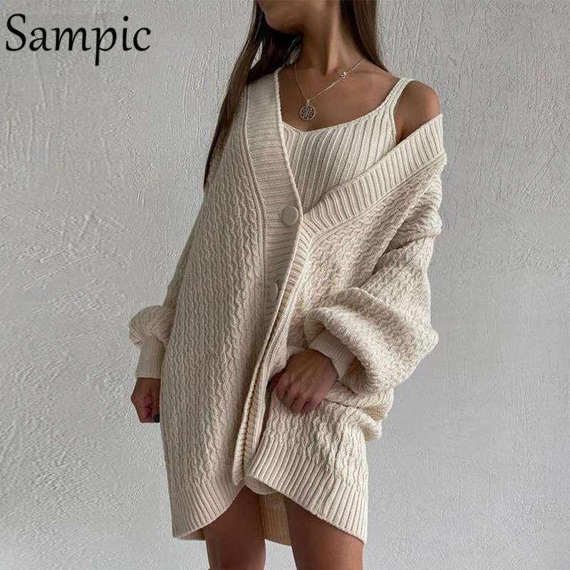 Женское трикотажное платье-кардиган с V-образным вырезом и длинным рукавом |
