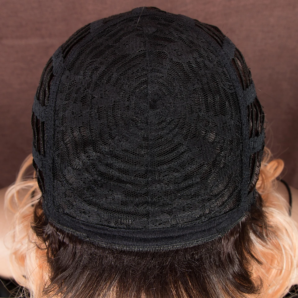 

FASHION IDOL Short Bob Wig With Bangs Heat Resistant Colorful Hair Wig Cosplay 12Inch Wavy Mushroom Wig Synthetic Wigs For Women