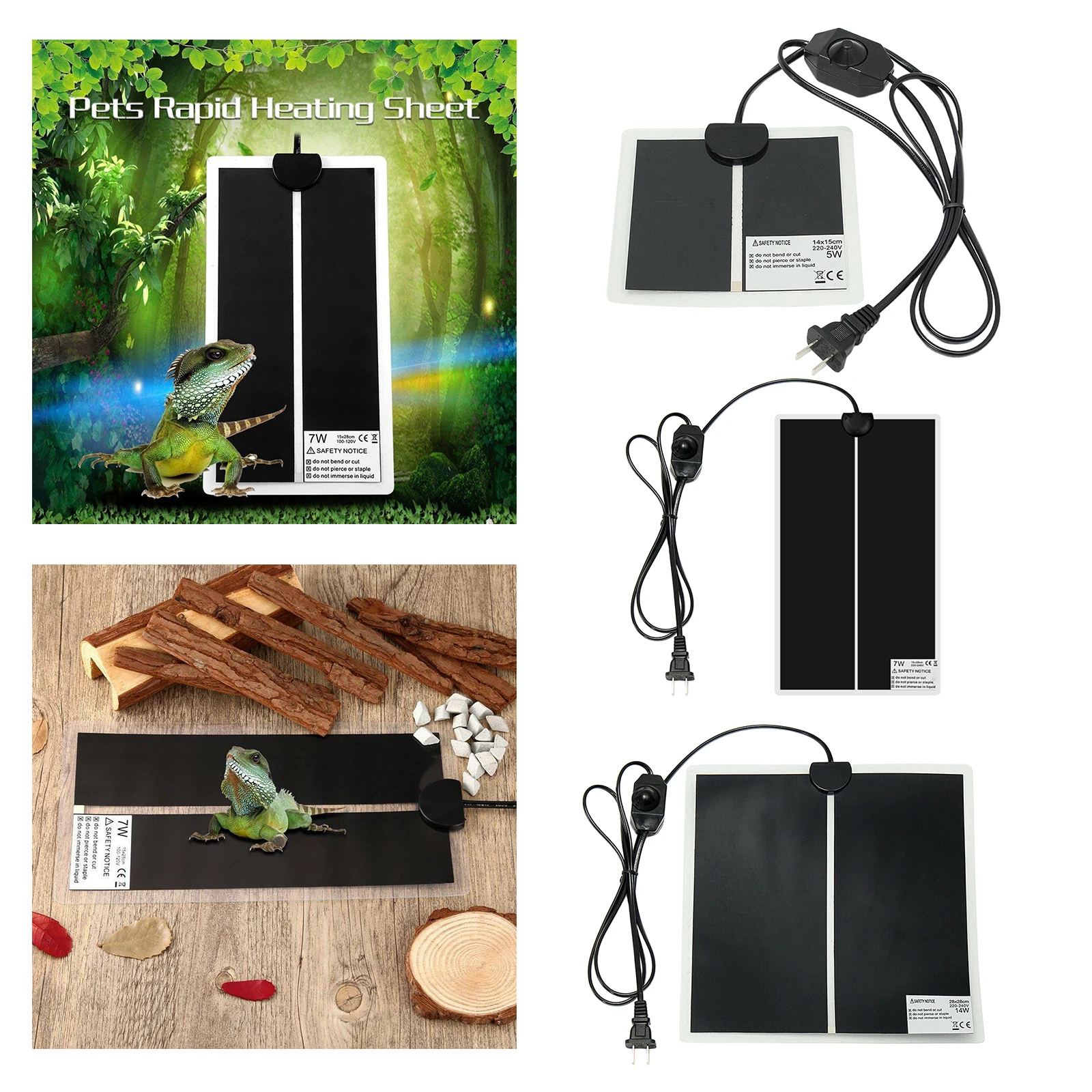 

Нагревательный Коврик для рептилий, подогреватель бака с контролем температуры, регулировка мощности под резервуар Террариум, нагреватель...