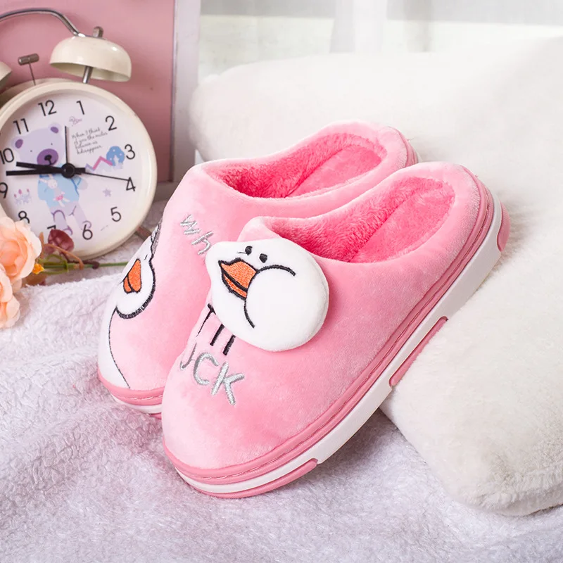 Мультяшное животное утка домашняя обувь Детская меховая подкладка зимняя теплая