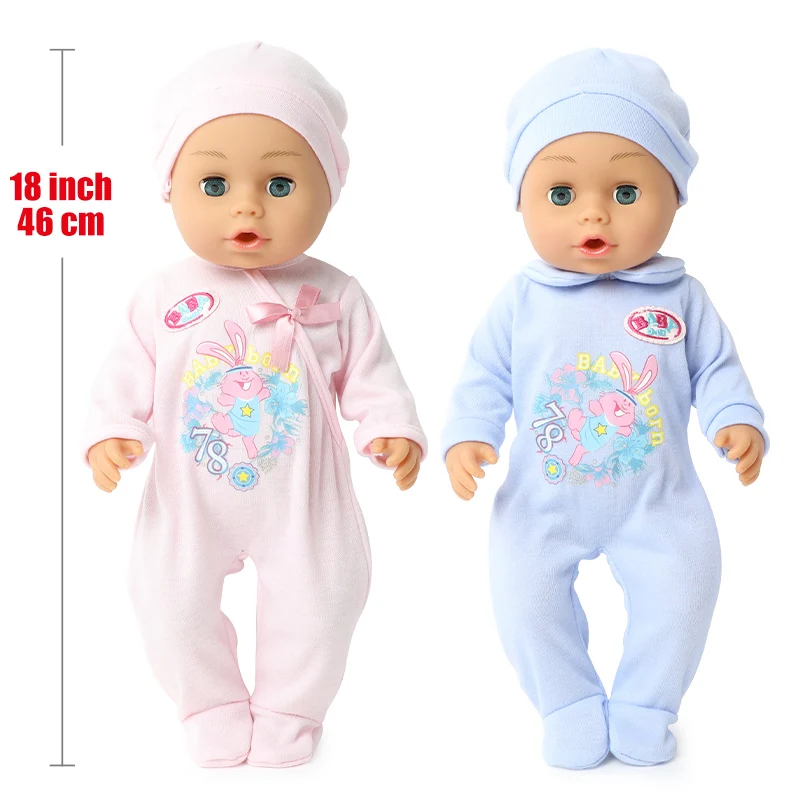 

18 inch bebe reborn doll 46 CM waterproof Silicone lifelike newborn Baby Feeding bottle Drink water cute dolls for toys Chlidren