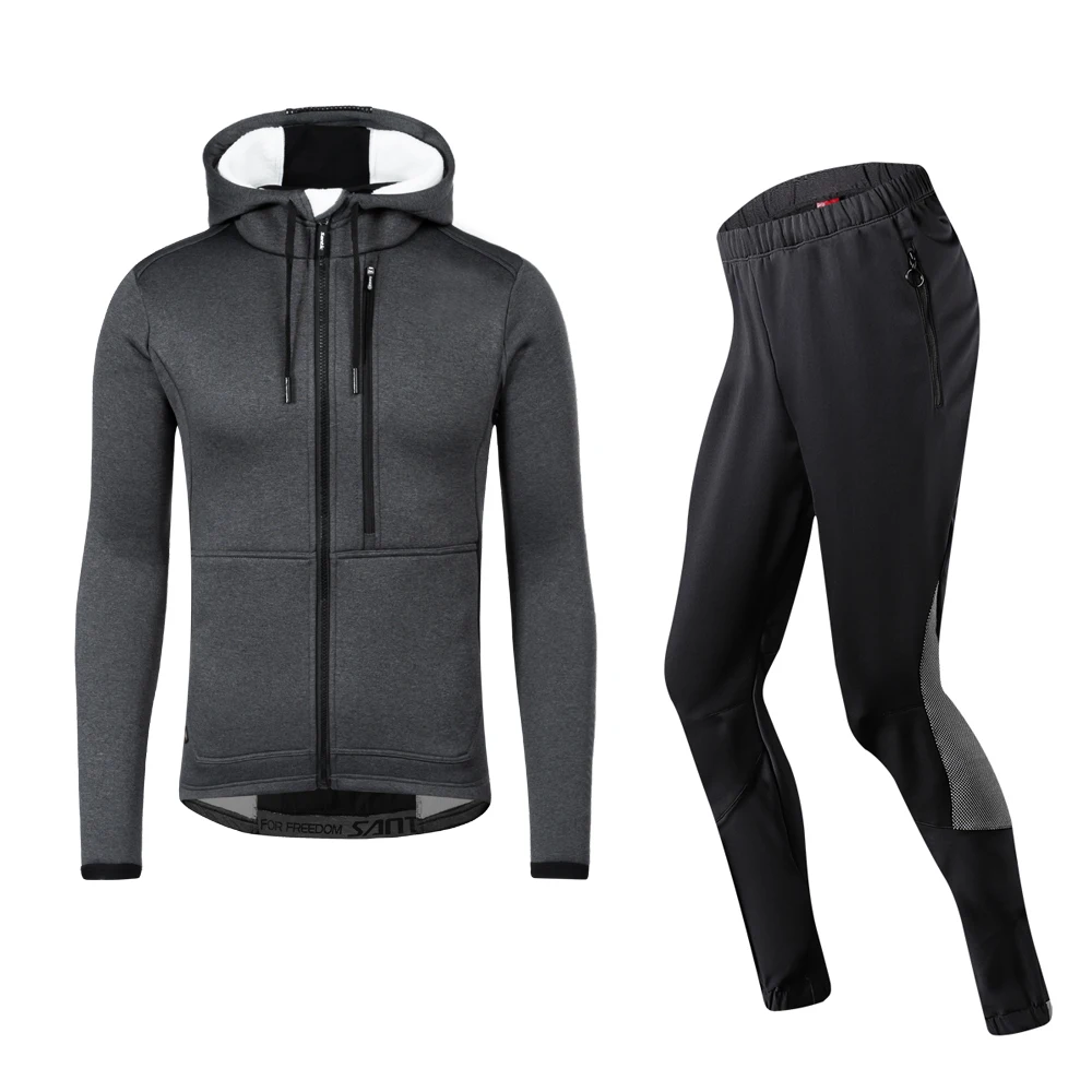 

Santic Winter Fleece Men Cycling Sets Cycling Jackets Pants Autumn Sports suit Thermal Set Warm Up Bicycle Clothing