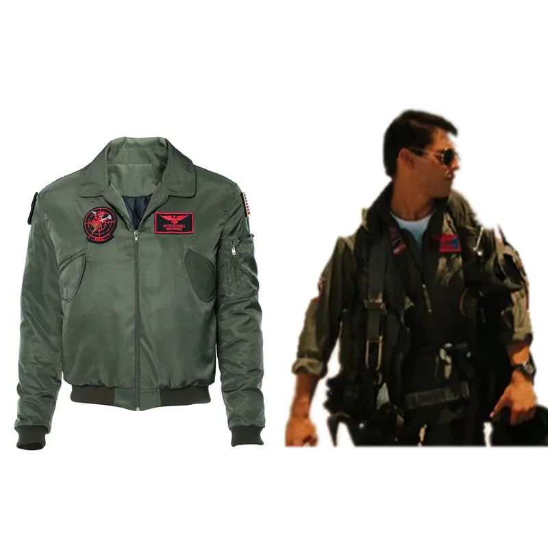 Топ пистолет Куртка Косплей Костюм для взрослых мужчин зеленое пальто Хэллоуин