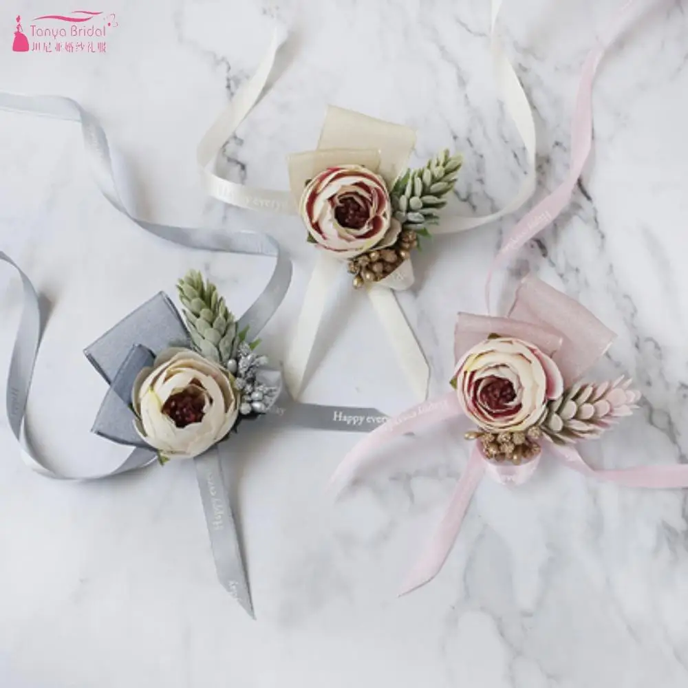 Новая свадебная подружка невесты бутоньерка на запястье Лесной корсаж тканый