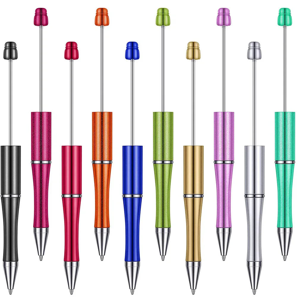 

100Pcs Plastic Beadable Diy Ballpoint Pen Shaft Black Ink For Students Office School Supplies Kids Party Personalized Wedding
