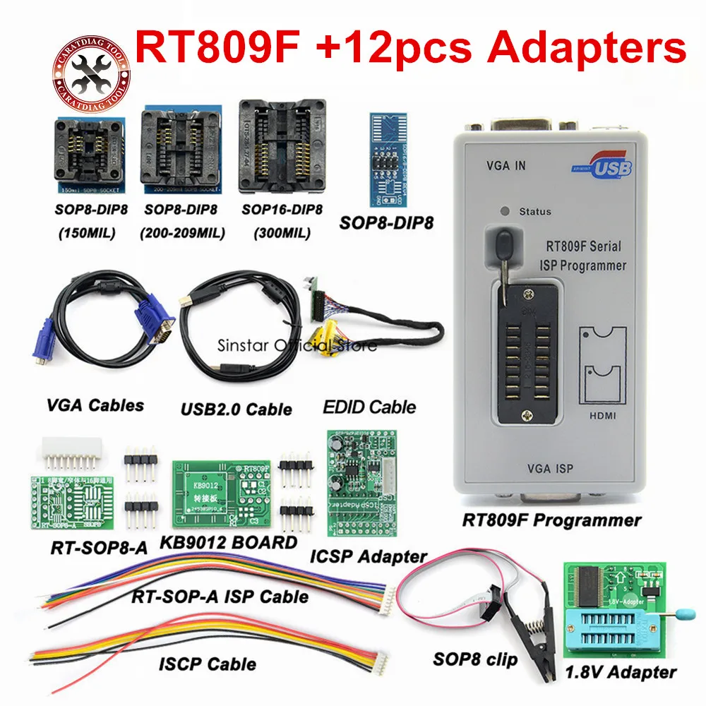 Оригинальный серийный ISP программатор RT809F с 12 шт. адаптеров ЖК дисплей usb
