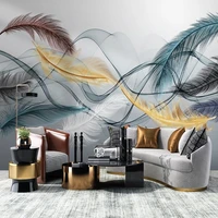 custom 3d mural wallpaper nordic light luxury feather smoke living room tv background wall papers papel de parede 3d home decor