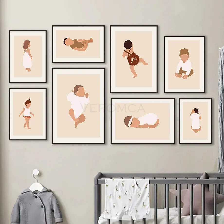

Wall Art Painting Cute Baby Boy Girl Nursery Kids Nordic Posters Canvas Prints Wall Pictures for Kids Room Bedroom Home Decor